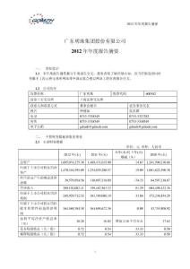 广东明珠2012年报摘要600382
