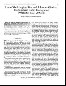 Use of the Longley-Rice and Johnson-Gierhart Tropospheric Radio Propagation Programs 0.02-20 GHz