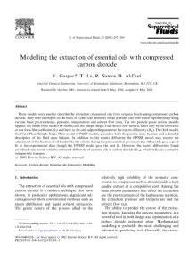 Modelling the extraction of essential oils with compressed carbon dioxide