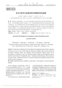 多孔介质中污染物溶质迁移模型研究进展