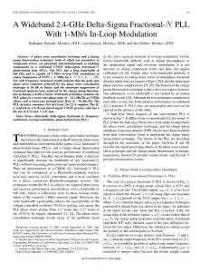A wideband 2.4-GHz delta-sigma fractional-N PLL with 1-Mbps in-loop modulation