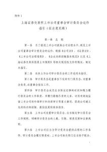 上海证券交易所上市公司董事会审计委员会运作指引（征求意见稿）