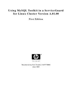 Using MySQL Toolkit in a ServiceGuard for Linux Cluster Version A