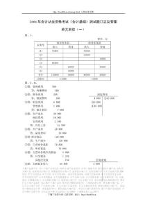 《会计基础》单元测试题(6套)参考答案