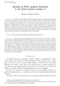 Remarks on Weil´s quadratic functional in the theory of prime
