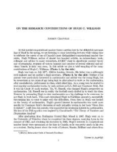 On the research contributions of Hugh C. Williams
