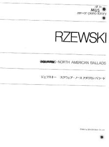 弗雷德里克·列夫斯基 北美叙事曲 钢琴谱 Frederic Rzewski－North American Ballades 乐谱