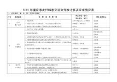 2009 年重庆市友好城市交流合作推进事项完成情况表