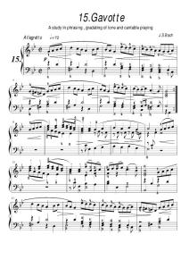 钢琴谱巴赫初级钢琴曲集 第15首 加伏特舞曲 PDF电子清晰版 J.S. Bach