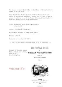 The Poetical Works of William Wordsworth 华兹华斯诗选 英文