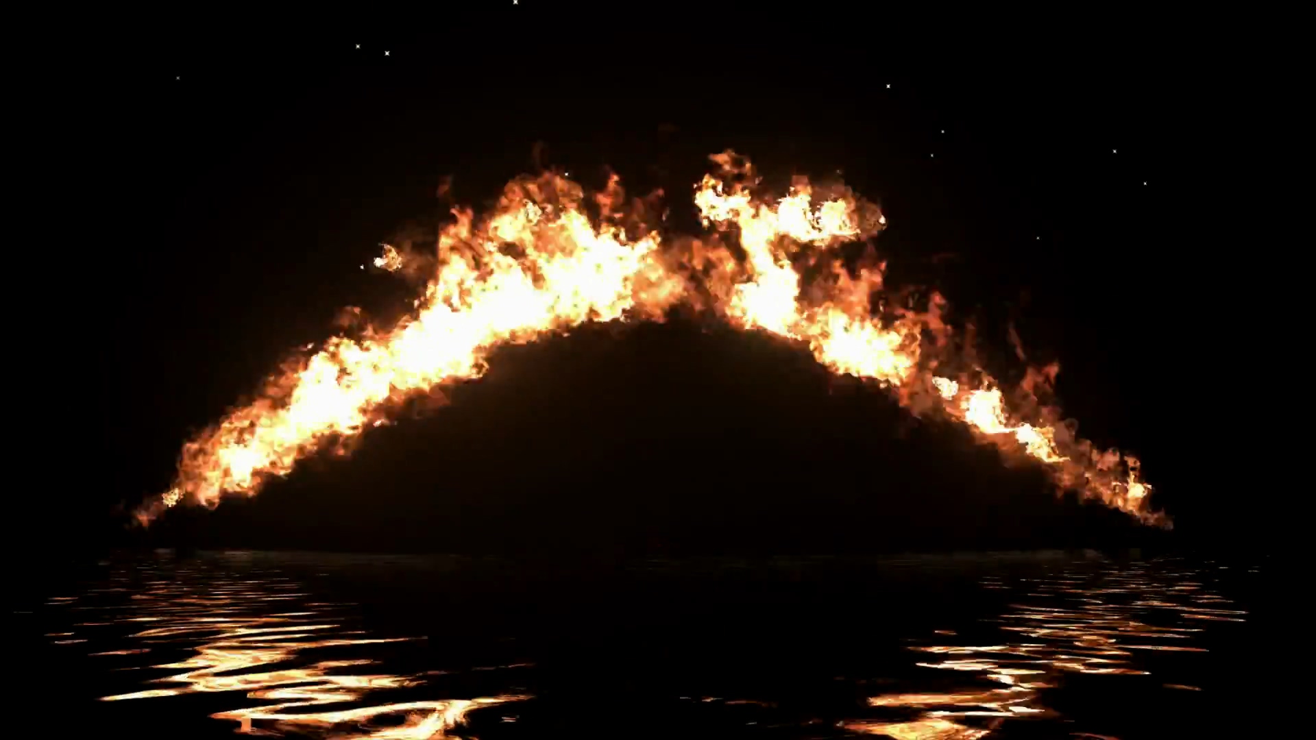 水面上的弧形火焰