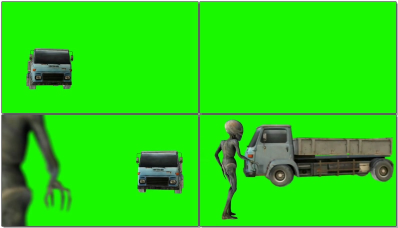绿屏抠像卡车撞外星人