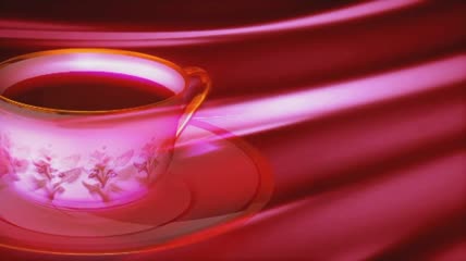 咖啡杯在紫色雾气中转动素材