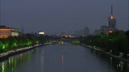 杨州大运河(从黑夜到清晨、快速)