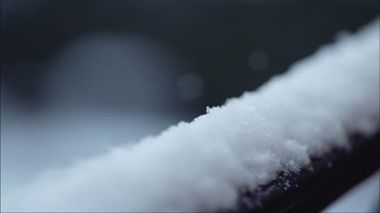 超清晰微观下雪结冰特写实拍