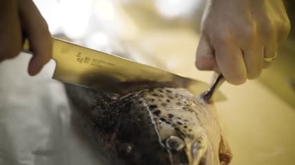 日本料理三文鱼制作