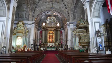 圣奥斯汀教堂风景教堂内部实拍菲律宾马尼拉城市风光