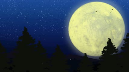 午夜时分月亮升起LED背景视频