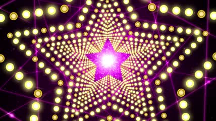 紫光闪耀五角星粒子光斑酒吧夜店LED背景视频素材