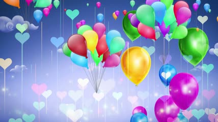 浪漫爱心绚丽多彩气球升空动态LED背景视频素材