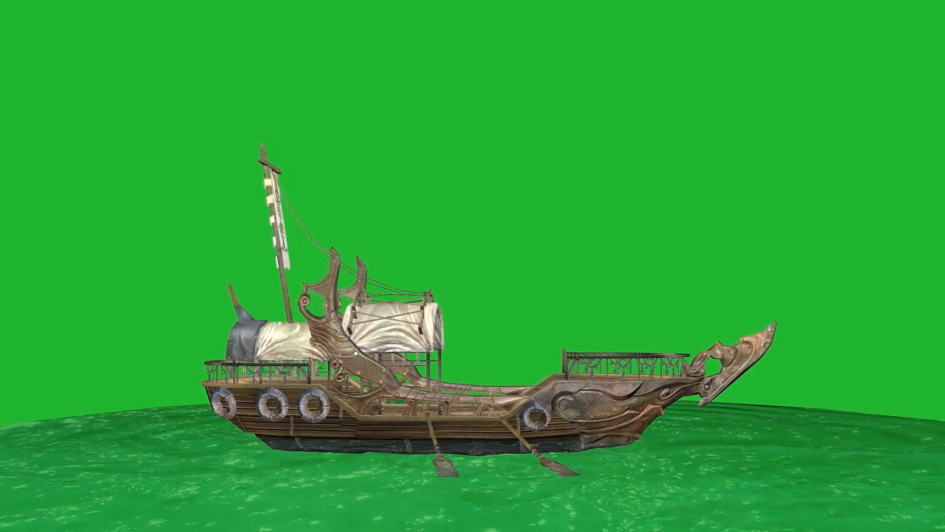 绿屏幕抠像古代海船