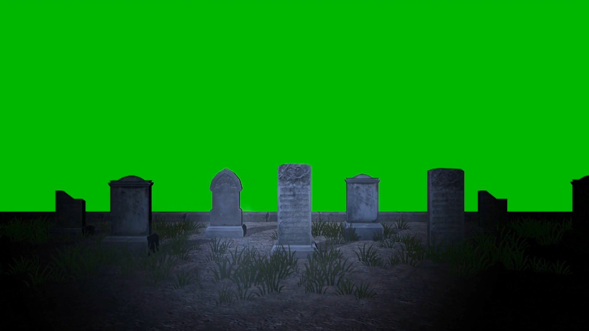绿屏幕抠像坟地墓碑