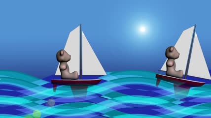 卡通风格小熊与帆船可爱背景