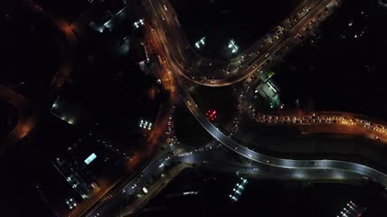 航拍城市交通夜景
