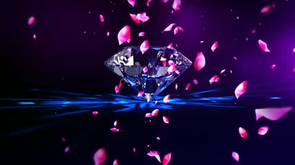 流光风格钻石与玫瑰花瓣唯美背景