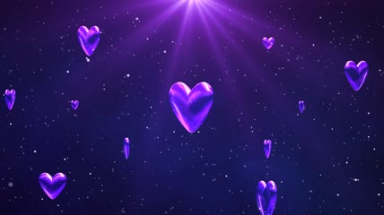流光风格紫色爱心下落唯美背景