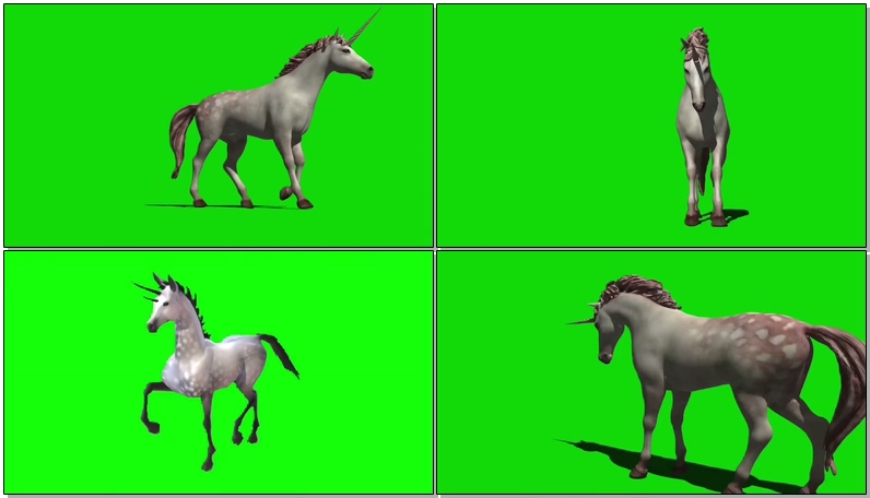 绿屏抠像视频素材独角兽马
