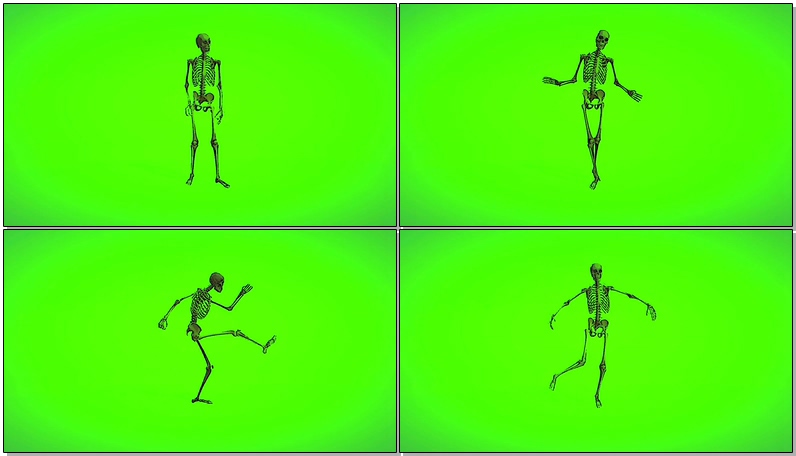 绿屏抠像视频素材骷髅骨架