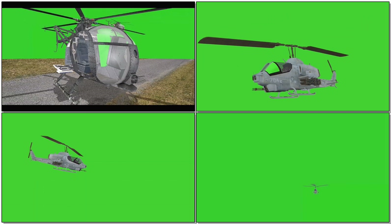 绿幕视频素材军用直升机