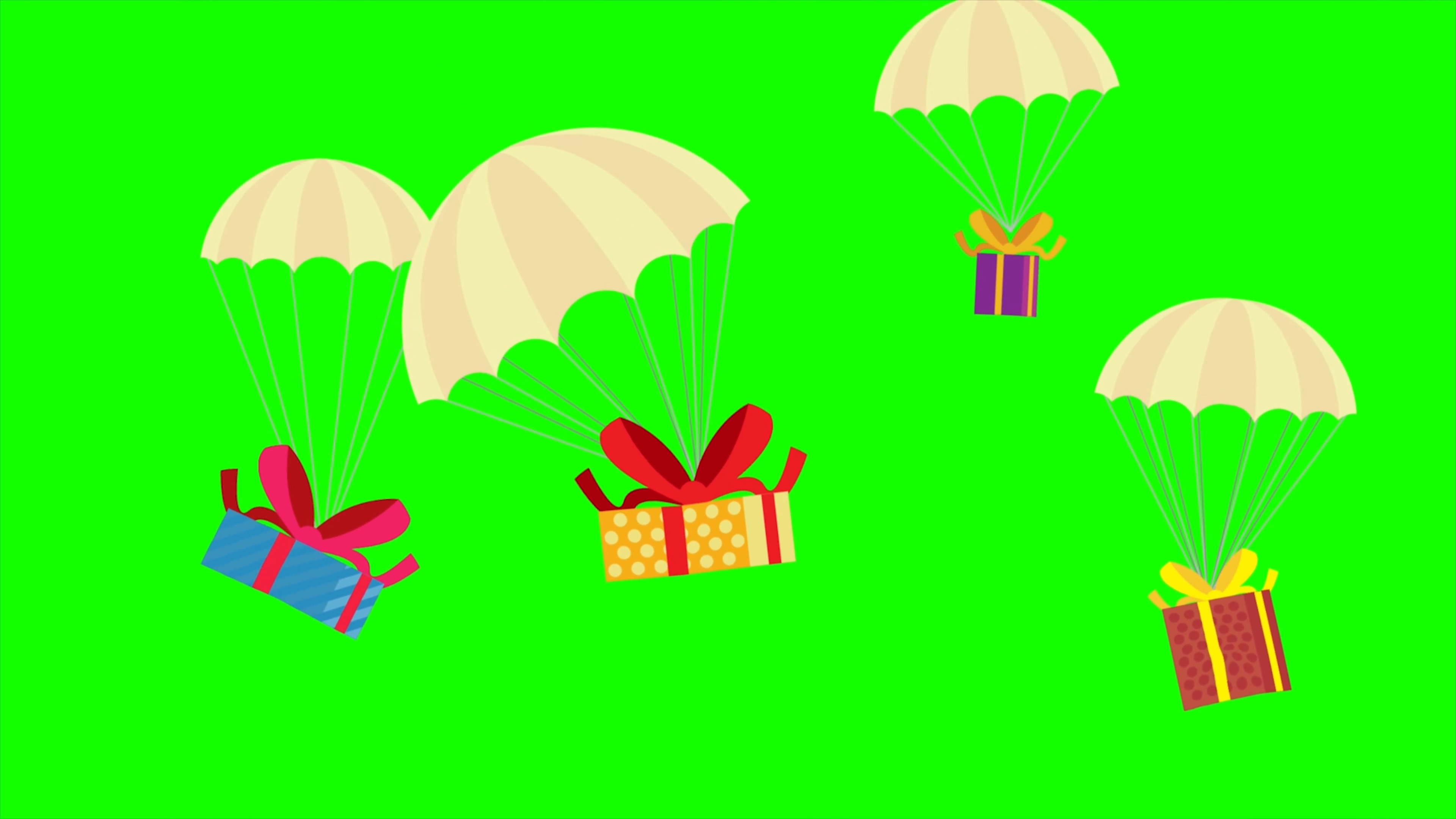 绿幕视频素材降落伞礼品盒