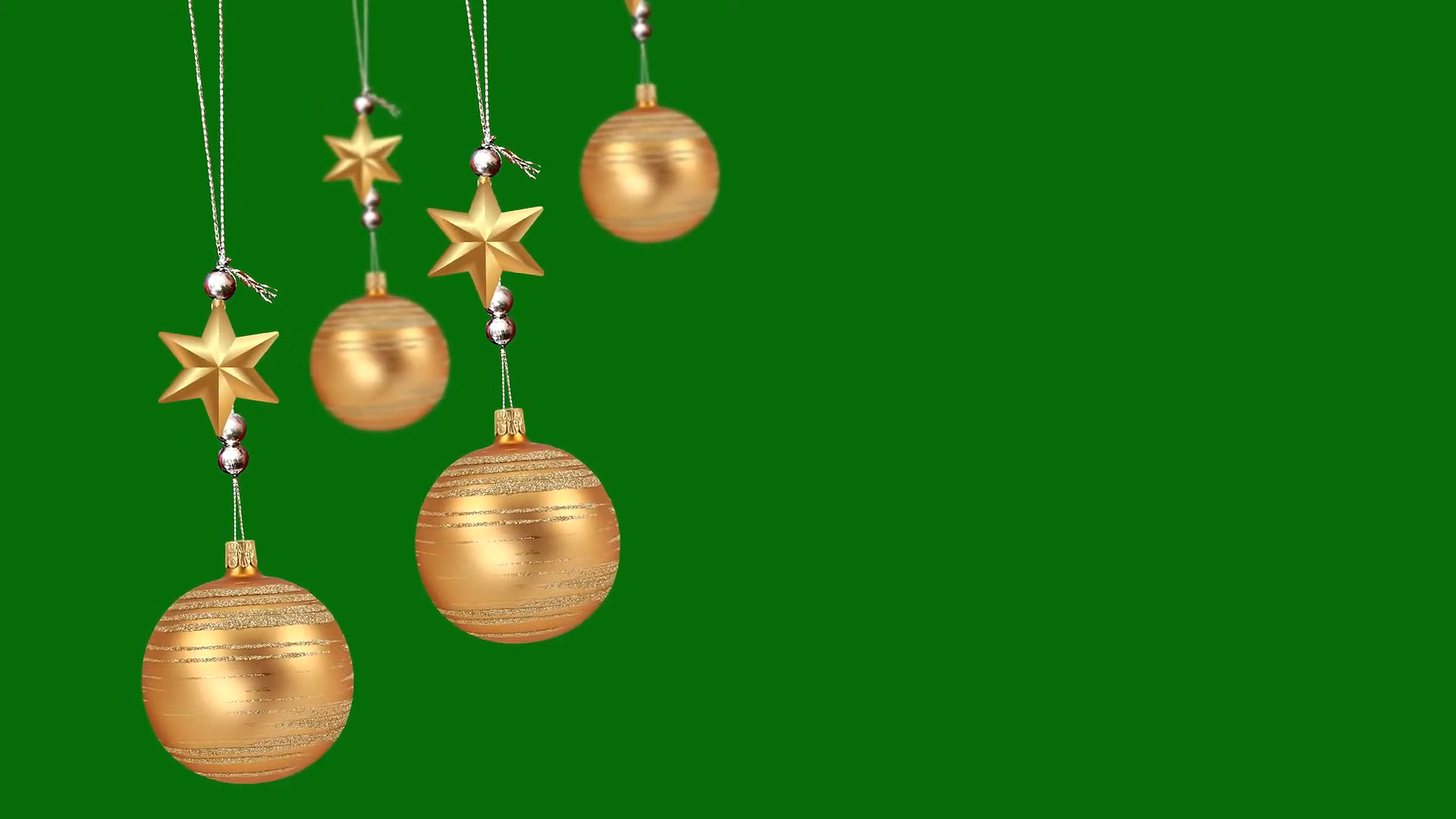 绿幕视频素材圣诞金色挂饰