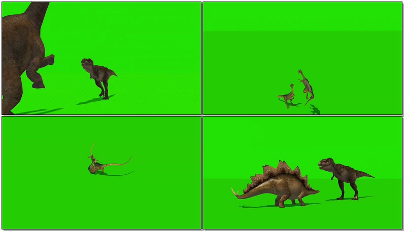 绿幕视频素材战斗的恐龙