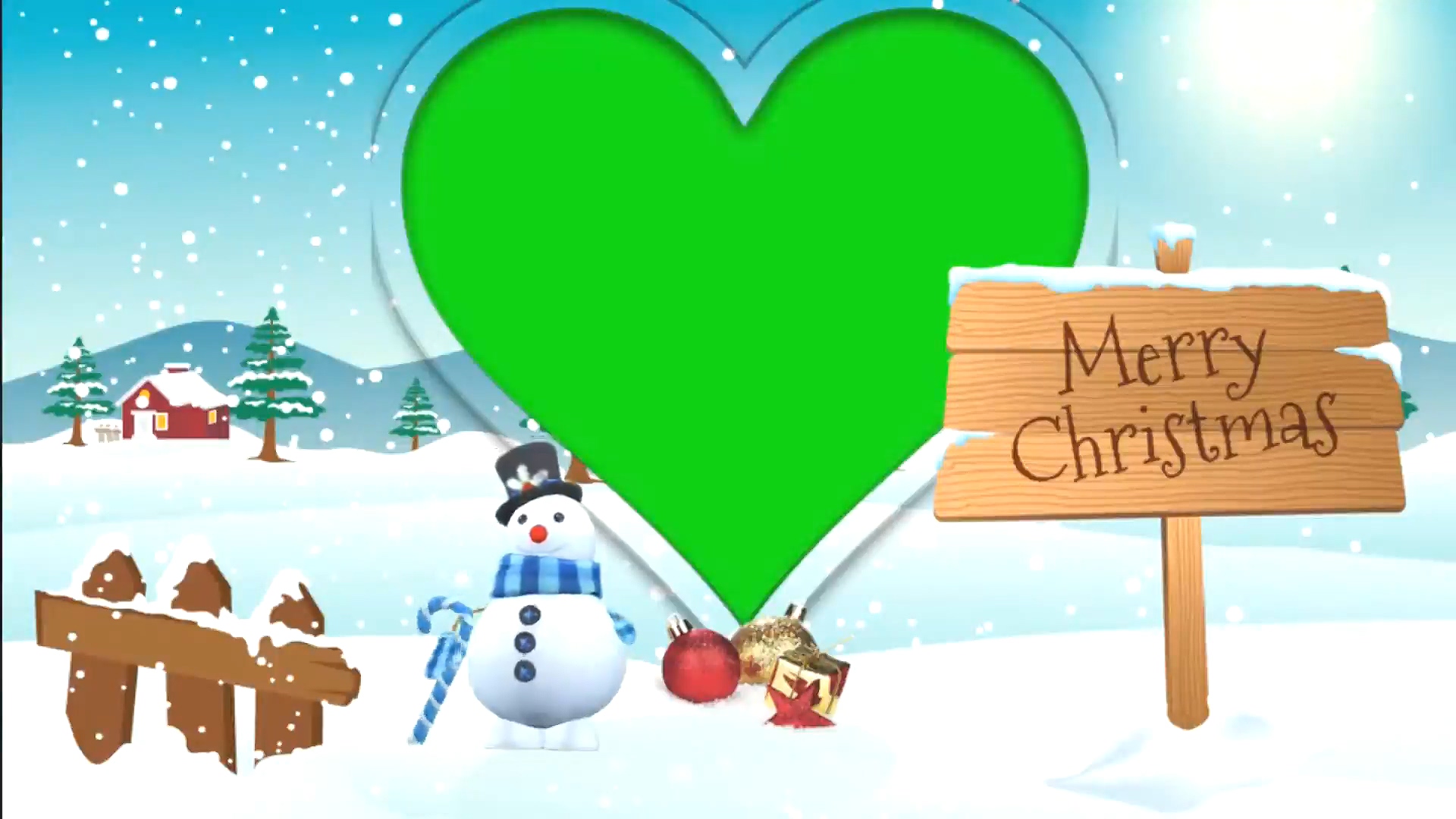 绿幕视频素材圣诞爱心相框