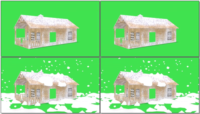绿幕视频素材白雪小屋