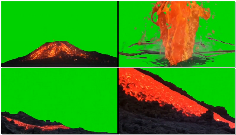 绿幕视频素材火山岩浆