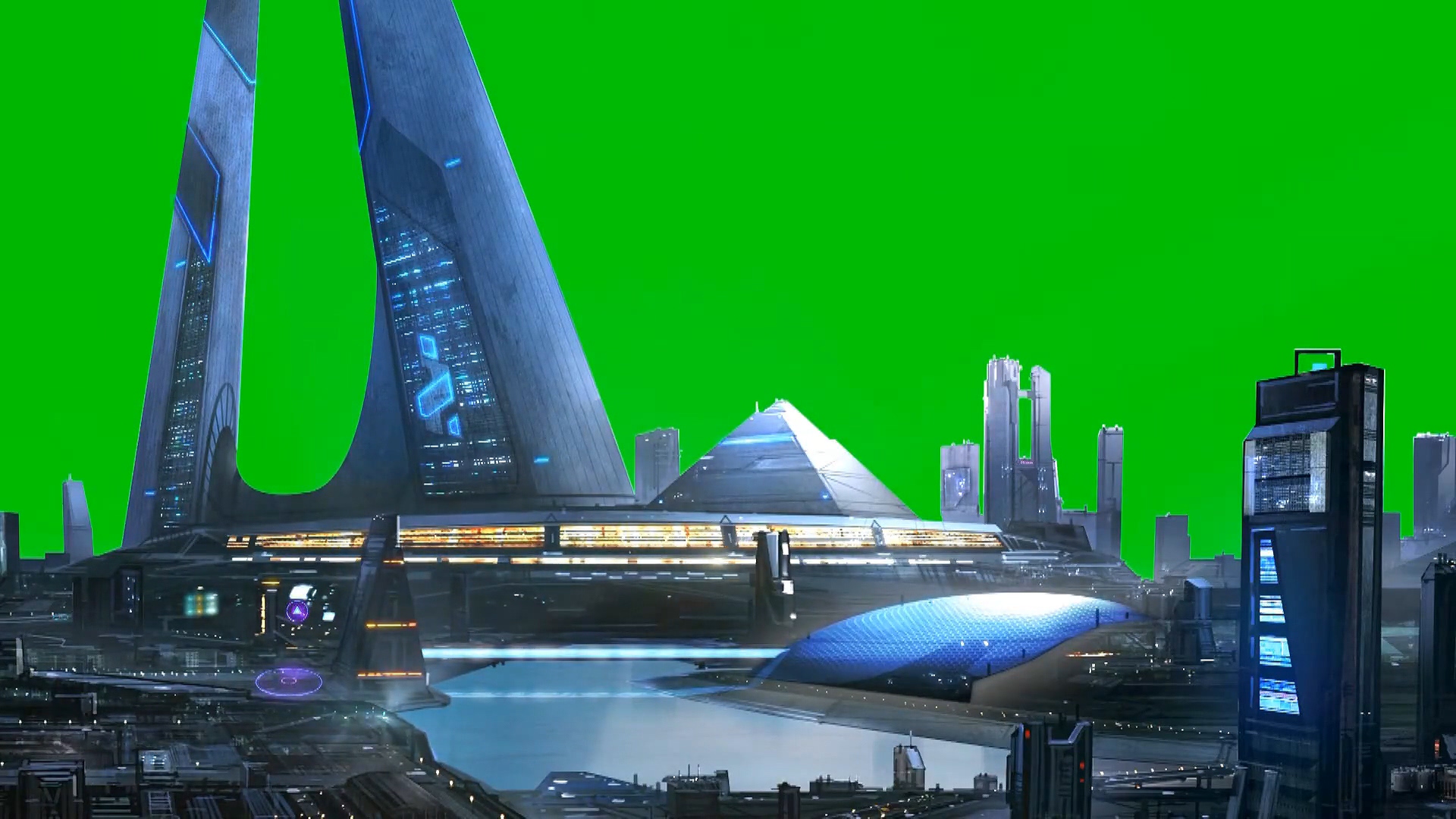 绿幕视频素材未来城市