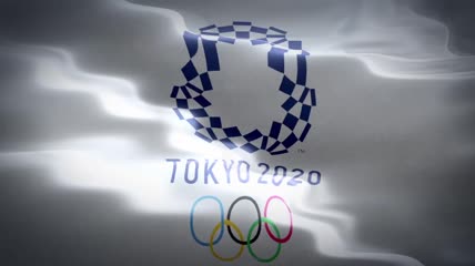 东京奥运会徽标旗帜动画视频素材