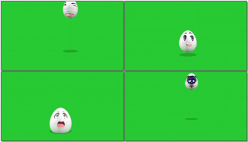 绿幕视频素材鸡蛋脸谱