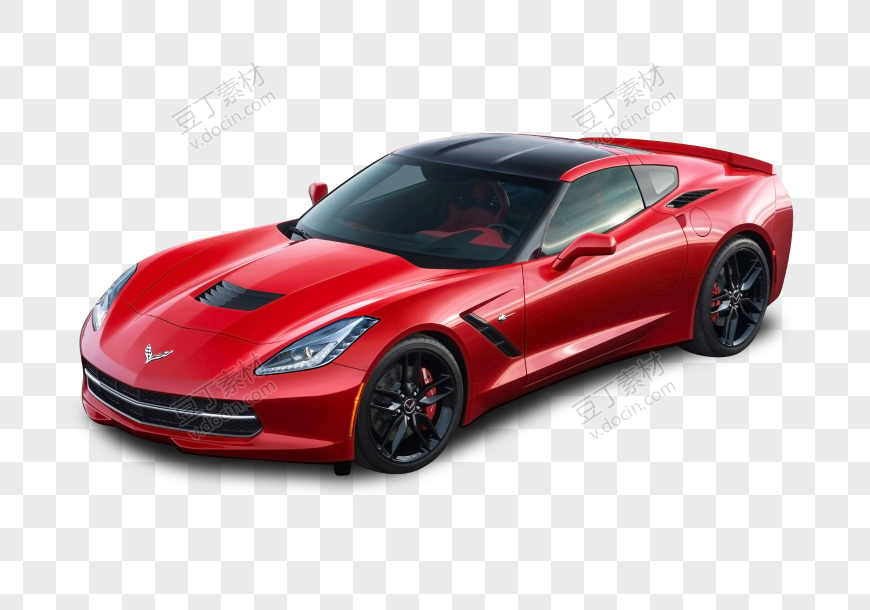 红色雪佛兰Corvette Stingray顶视图汽车