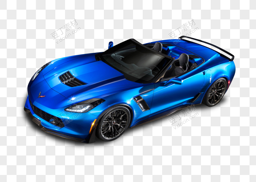 蓝色雪佛兰Corvette Z06顶视图汽车