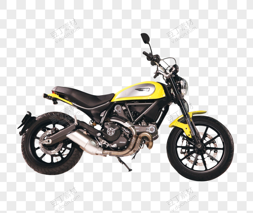 黄色Ducati Scrambler摩托车自行车