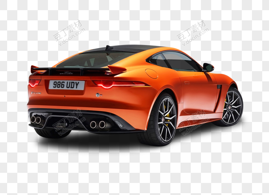橙色捷豹F型SVR Coupe后视图汽车