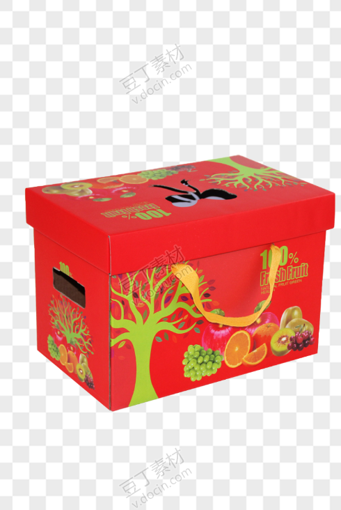 红色喜庆的水果手提盒