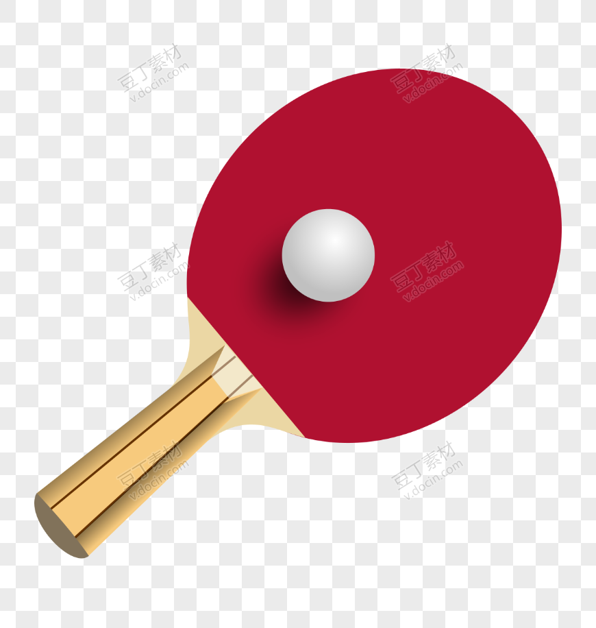 红色乒乓球拍和乒乓球