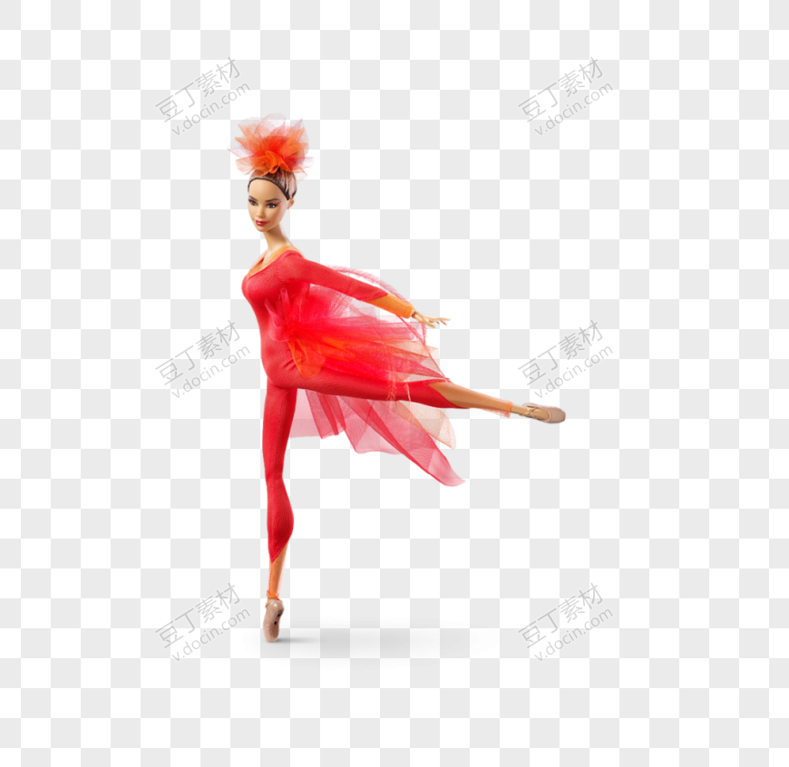 仿跳芭蕾动作的红衣娃娃