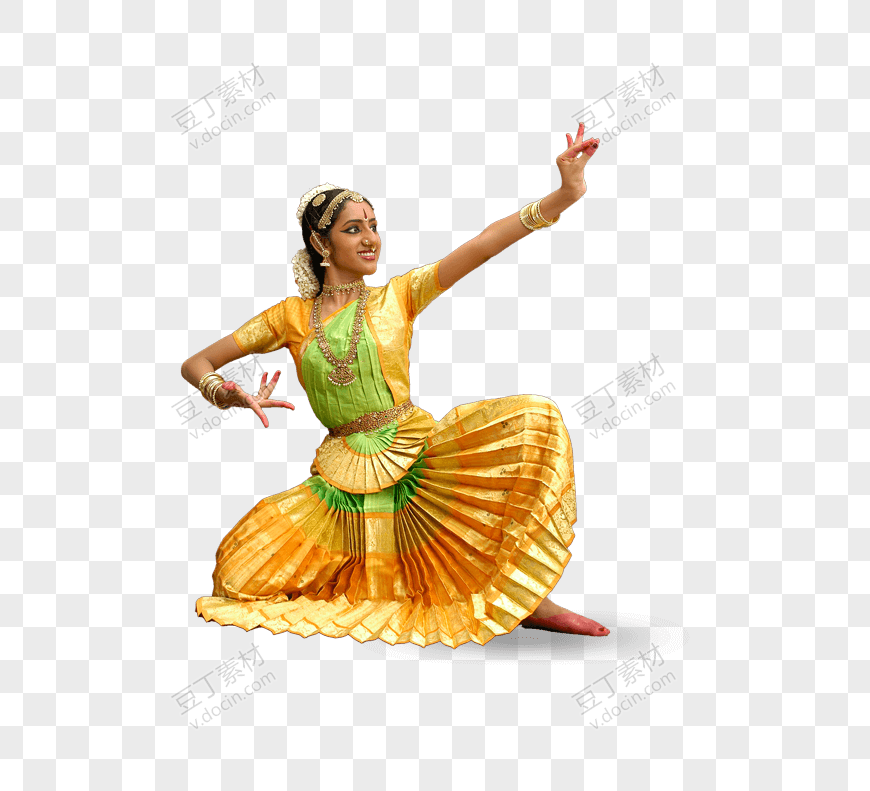 黄衣女子跳印度舞